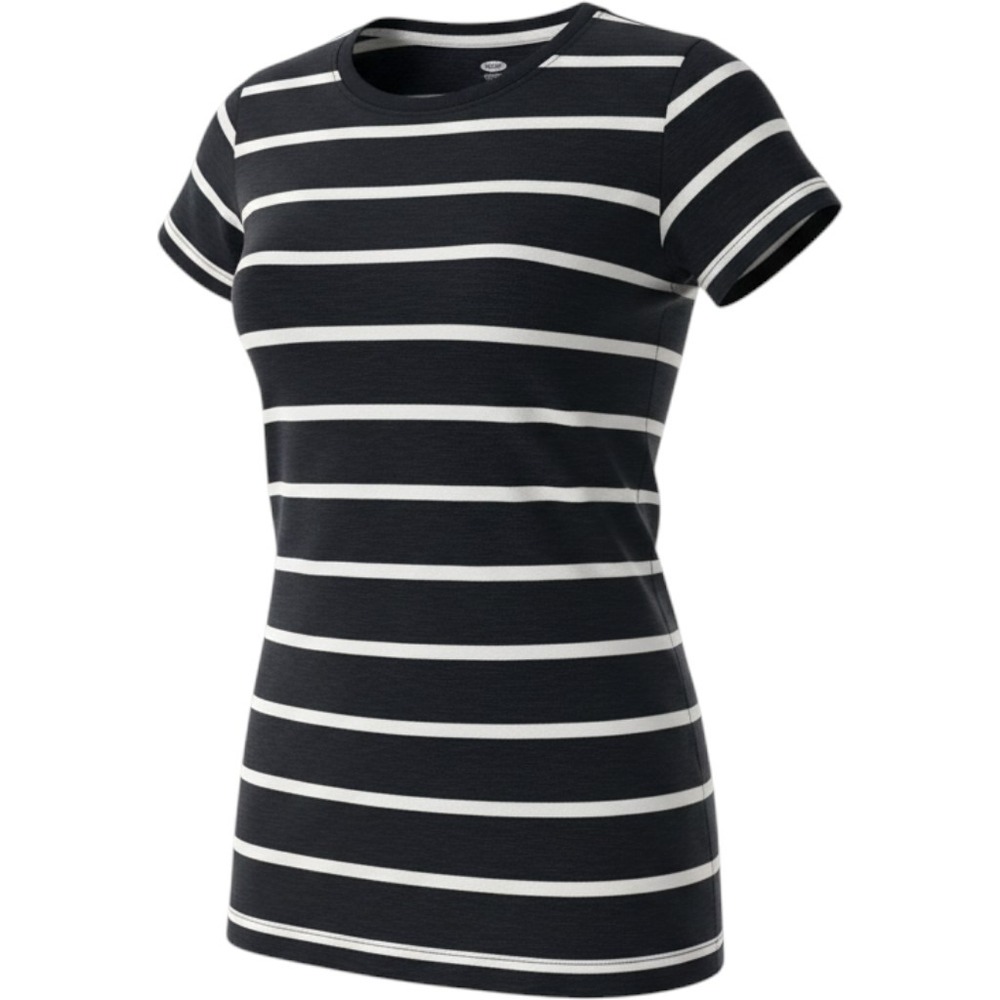 Old Navy T-Shirt Women Large Black White Striped Short Sleeve Crew Neck Tee